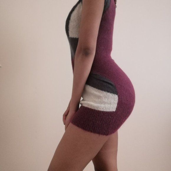 Twik La Maison Simons Mohair Geometric Sleeveless Mini Sweater Dress - Picture 12 of 12